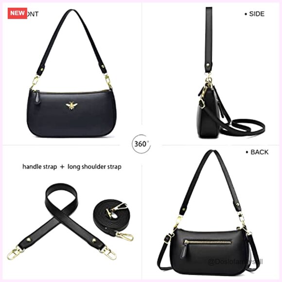 Small Retro Tote Crossbody Bag with Detachable Strap PU Leather - Picture 4 of 7